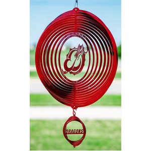 Minnesota State Moorhead MSUM Dragons Red Circle Swirly Metal Wind Spinner