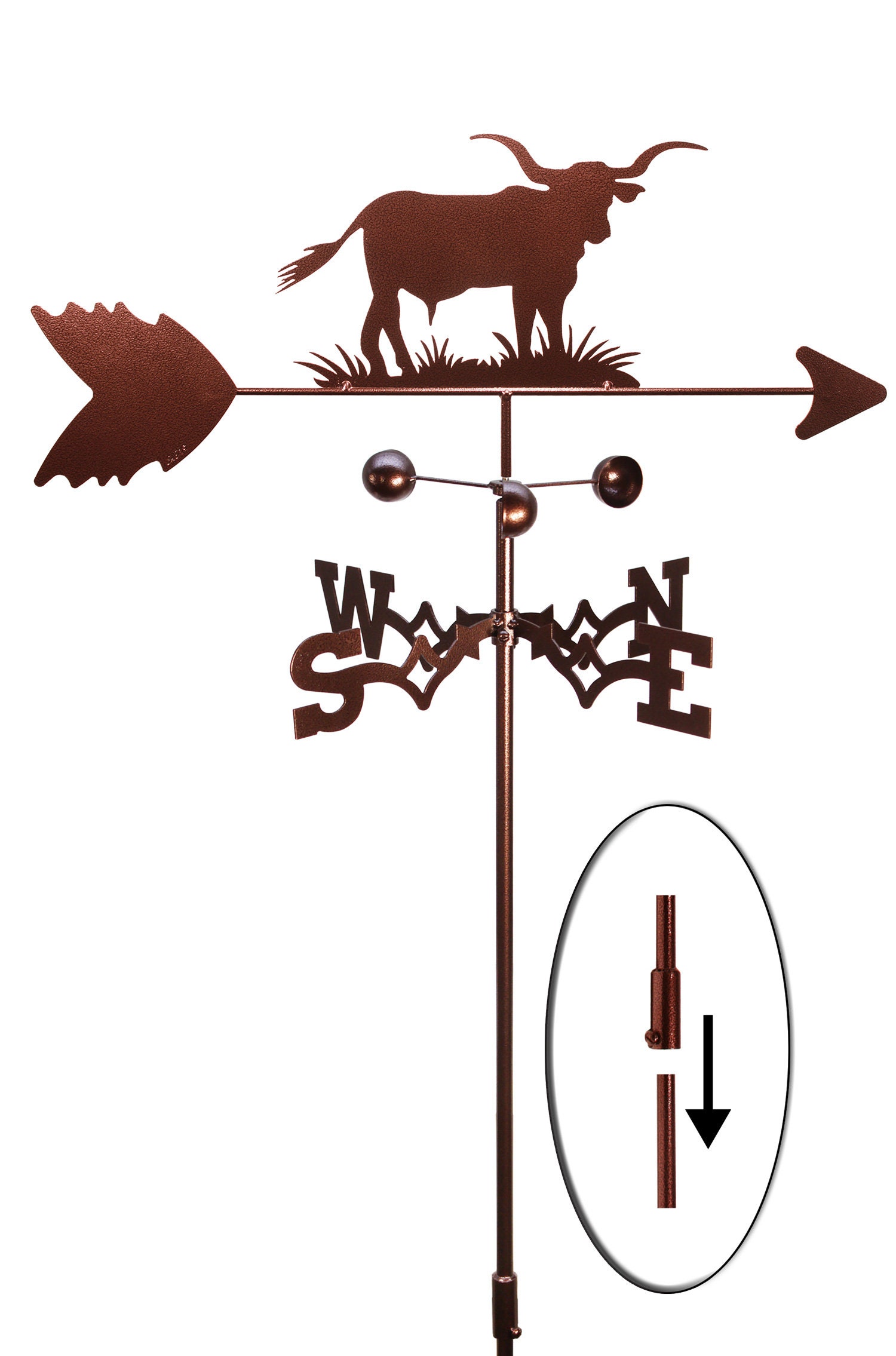 Hand Made Long Horn Steer Cow Bull Weathervane *NEW* 