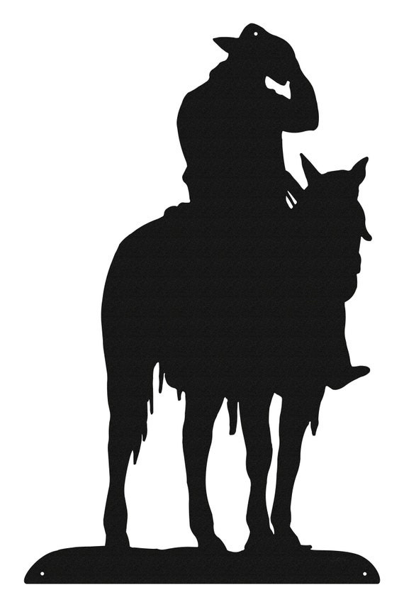 Hand Made Cowboy on Horse Simple Silhouette, image size:570x856