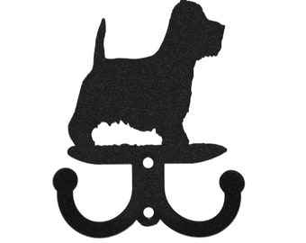 Westie Terrier Dog 2 Hook Black Metal Key Chain Leash Holder Hanger