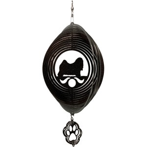 Lhasa Apso Dog Circle Swirly Metal Wind Spinner