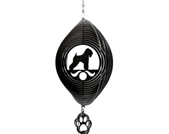 Wheaten Terrier Dog Circle Swirly Metal Wind Spinner