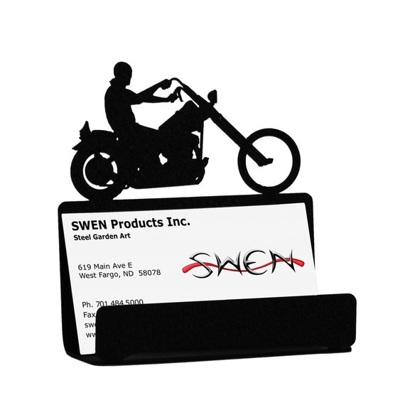 SWEN Products MOTORCYCLE FULL DRESSED Black Metal Business Card Holder