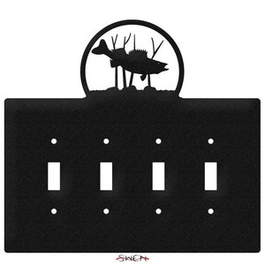Walleye Fish Light Switch Quad Plate Cover