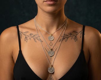 Alternative Fashion Chain Layered Necklace with Ethnic Coins - Gothic Statement Jewelry for Fusion Bellydance and Burning Man Festival