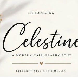 Celestine Script Font | Elegant Modern Calligraphy Typeface for Branding, Weddings (Digital Download)