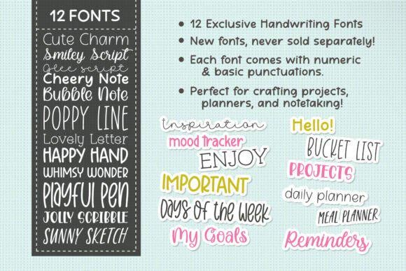 Cute Handwriting Font Bundle – 12 Exclusive Fonts (instant Download) - Etsy
