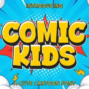 Comic Kids Font Bold & Playful Display Typeface for Comics, Games, Thick Lettered Display Font | Instant Digital Download