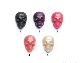 Parisian Pearl Collection Shimmer Glitz Diamond Set of 4 Skull Heads with blank eyes Rockabilly 5 Color Options Steampunk Kitsch FUN...20mm