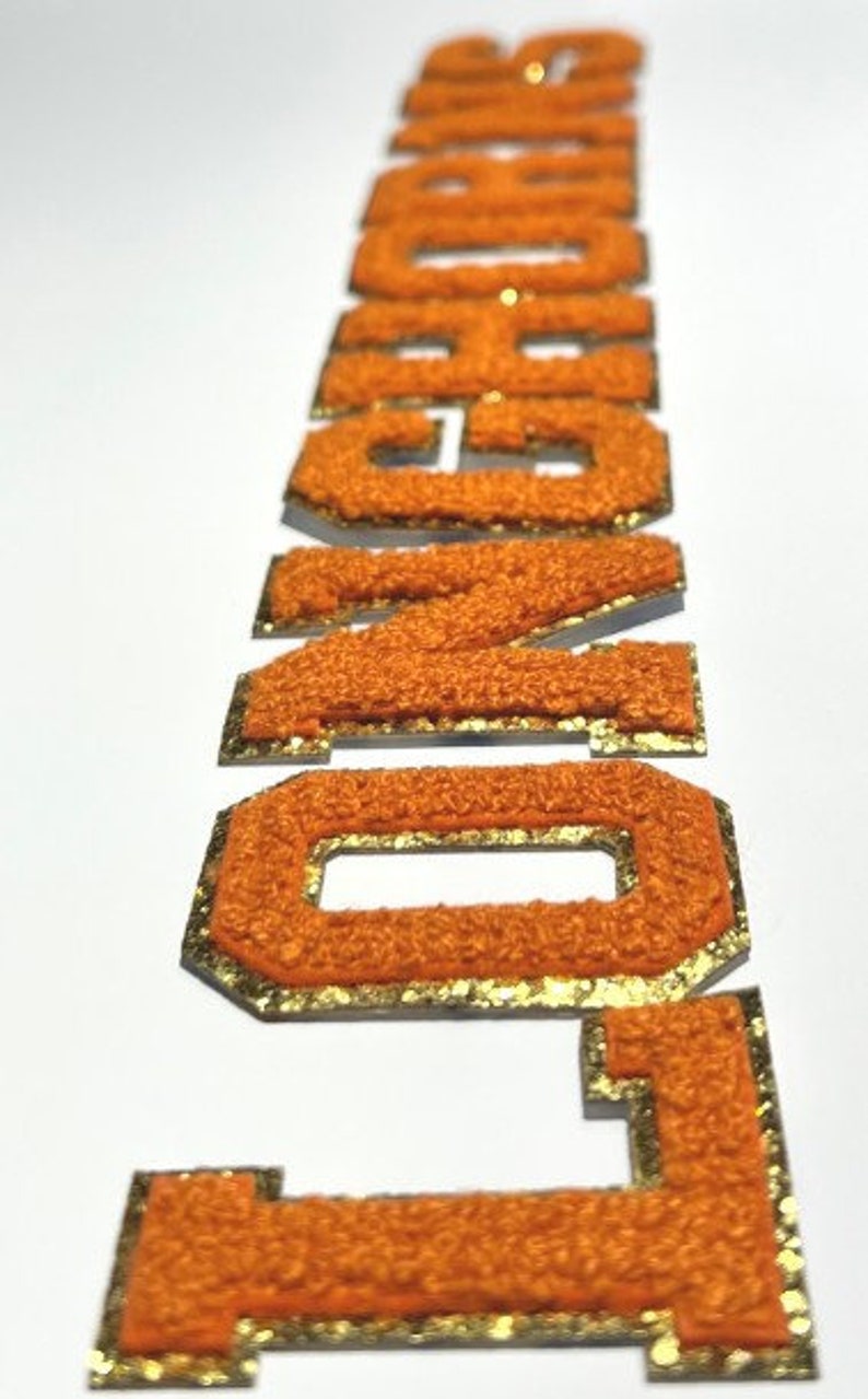 LONGHORNS Burnt Orange Chenille 3M Self Adhesive LetterSet image 2
