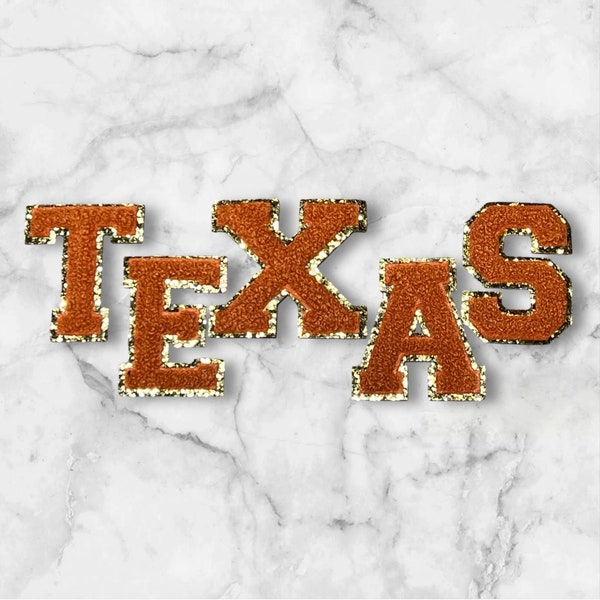 Texas Burnt Orange Chenille 3M Self Adhesive LetterSet