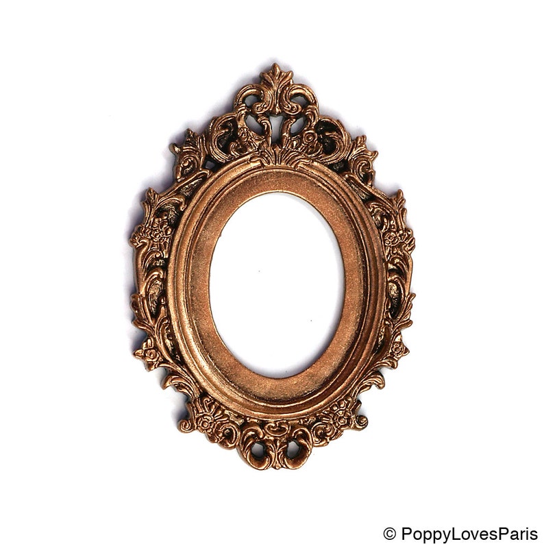 Set of 2 Retro Scrolling Gothic Style Open Back Vintage Style Frame for Cabochon or Cameo 39mm x 65mm 30mm x 40mm Silver Pink Gold Antique image 2