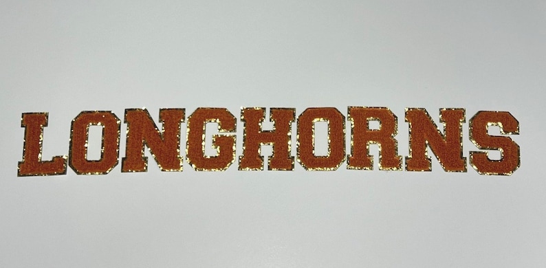 LONGHORNS Burnt Orange Chenille 3M Self Adhesive LetterSet image 4