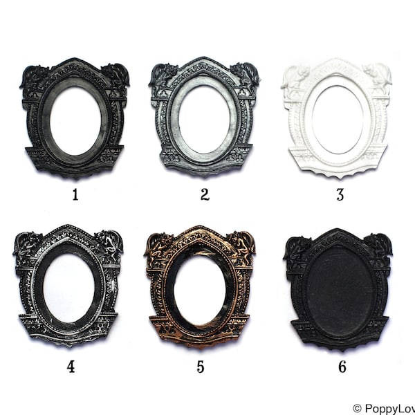 Set of 2 Gothic Gargoyle Open Back Vintage Style Frame 6 Color Choices for Cabochon....39mm x 65mm 30mm x 40mm