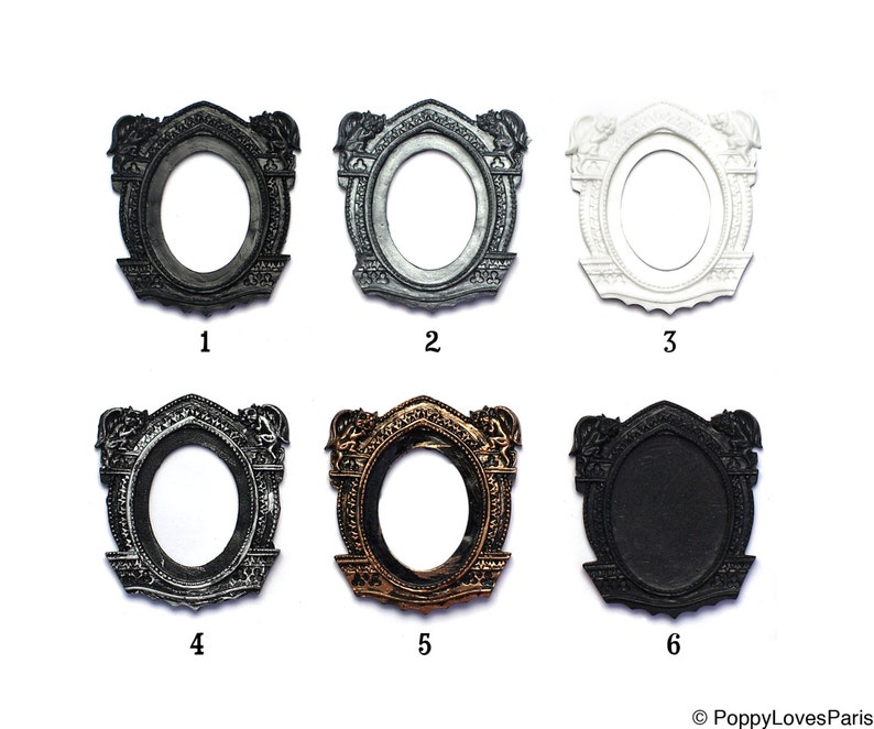 Set of 2 Gothic Gargoyle Open Back Vintage Style Frame 6 Color Choices for Cabochon....39mm x 65mm 30mm x 40mm image 1