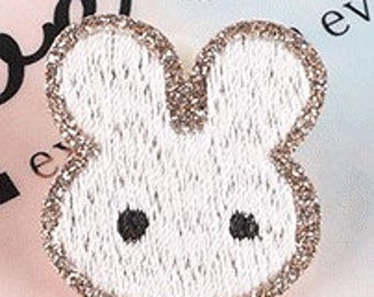 1" Unique Art Bunny Patch with Silver Glitter Dust Edge 3M Self Adhesive