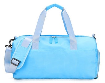 Turquoise Nylon Duffle Duffel Bag for DIY Chenille Letter Applique or Embroidery