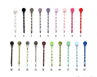 19 Color Choices Set LOT of 20 pcs Bobby Pins for Cabochons or Flowers Hair Pins with 8mm Pads 2 Inches long