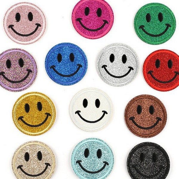 2.2" Glitter Smile Smiley Face 3M Self Adhesive Patch