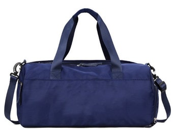 Navy Nylon Duffle Duffel Bag for DIY Chenille Letter Applique or Embroidery
