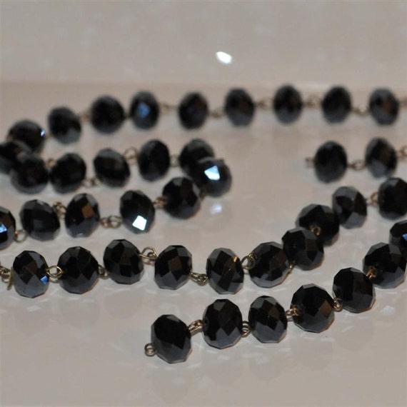 Black Glass Crystal Bead Chain 90cm 10mm Beads Hand Made Etsy