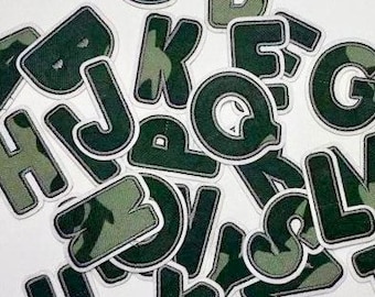 2" Camo Camouflauge Letters  3M Backing Self Adhesive Embroidery Stitch Patch