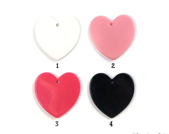 X-Large 50mm New Custom Resin Heart Disc Pendant with hole drilled  YOU customize Black White Pink or Hot Pink