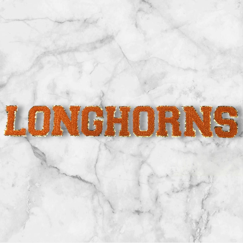 LONGHORNS Burnt Orange Chenille 3M Self Adhesive LetterSet image 1