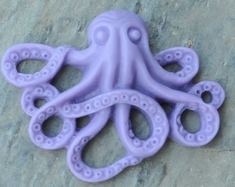 Set of 2 Purple Octopus Steampunk Rockabilly 30mm 25mm Pendant Charm Earring