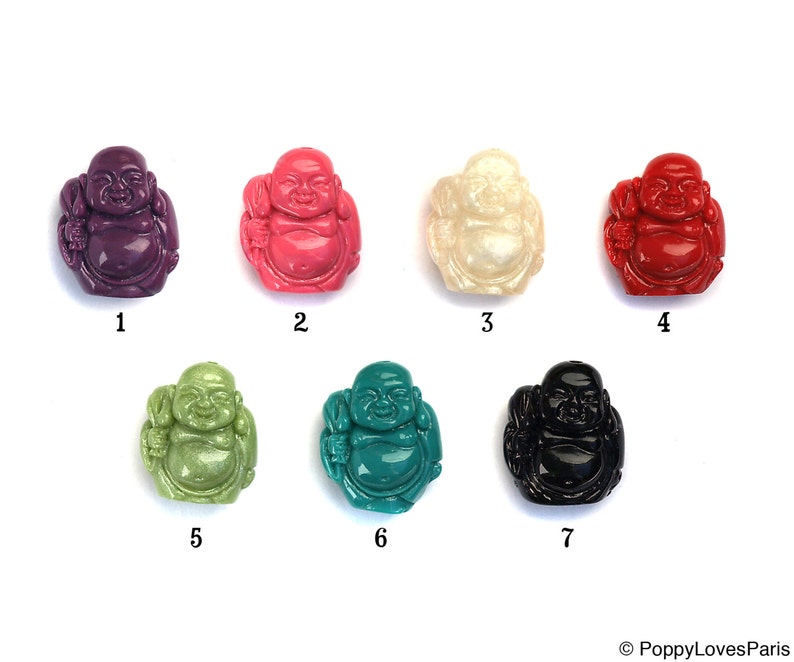 Set of 2 Traveling Buddha Beads for Earrings Pendants Charms Retro Bohemian 21mm Red Pink Green White Turquoise image 3
