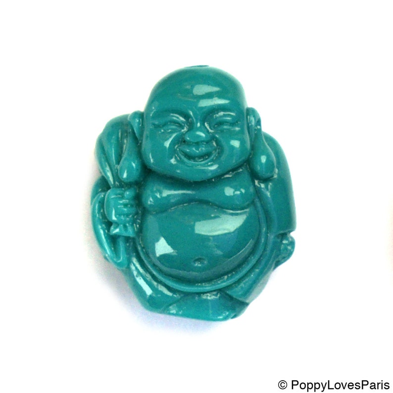 Set of 2 Traveling Buddha Beads for Earrings Pendants Charms Retro Bohemian 21mm Red Pink Green White Turquoise image 4