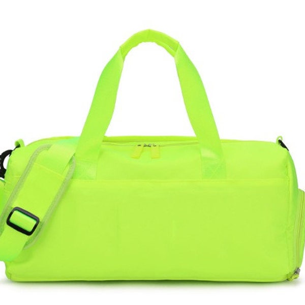 Neon Green Nylon Duffle Duffel Bag for DIY Chenille Letter Applique or Embroidery