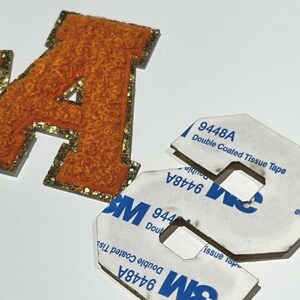 LONGHORNS Burnt Orange Chenille 3M Self Adhesive LetterSet image 5