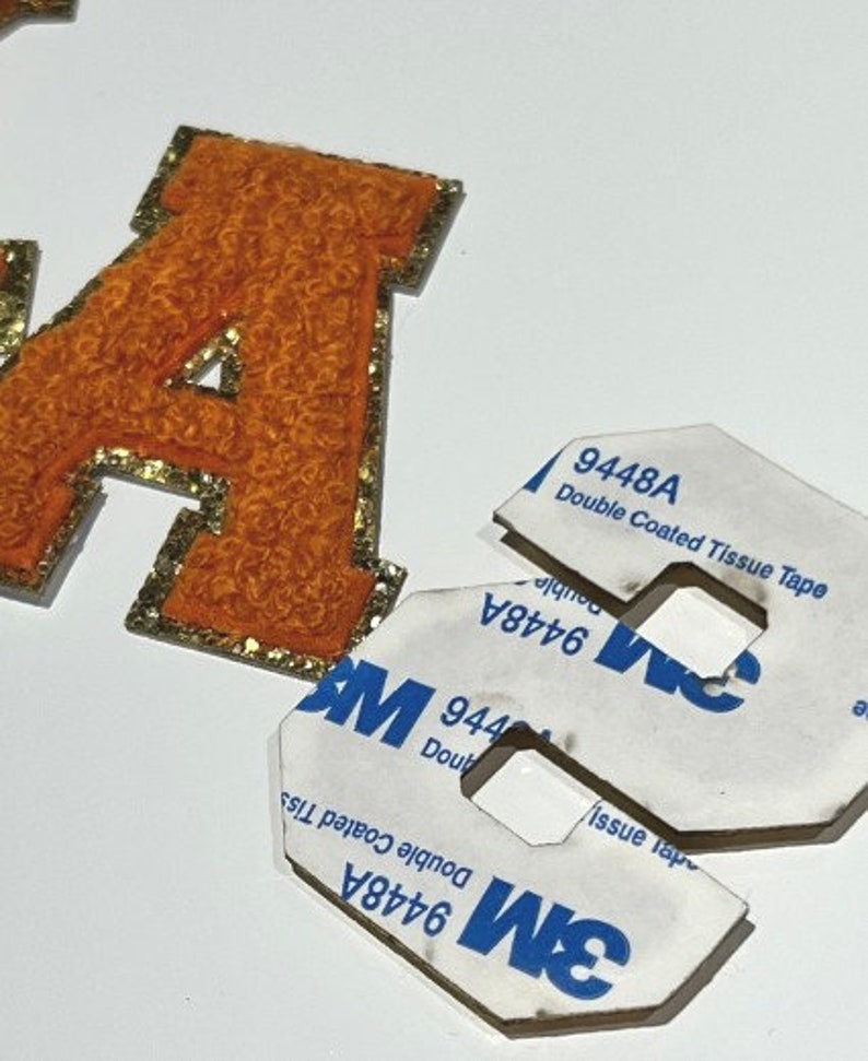 LONGHORNS Burnt Orange Chenille 3M Self Adhesive LetterSet image 5