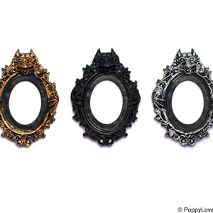 3 Colors to Choose From Set of 2 Gothic Single Gargoyle Open Back Vintage Style Frame for Cabochon....39mm x 65mm 30mm x 40mm