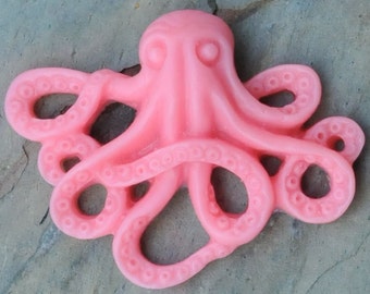 Set of 2 Bright Pink Octopus Steampunk Rockabilly 30mm 25mm Pendant Charm Earring