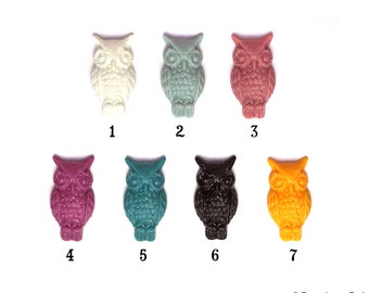 Set of 2 German Style Detailed Owl Cabochon Cab great for Rings or Earrings 16mm x 31mm