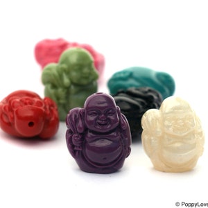Set of 2 Traveling Buddha Beads for Earrings Pendants Charms Retro Bohemian 21mm Red Pink Green White Turquoise image 2