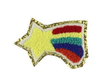 2"  Shooting Star Chenille Gold Glitter Patch Self Adhesive