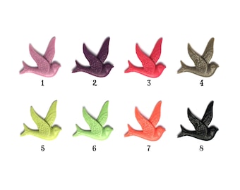 A 8 CLEARANCE Retro Vintage Flying Love Dove Resin Bird Cabochon set of 8 Pieces 9 color choices