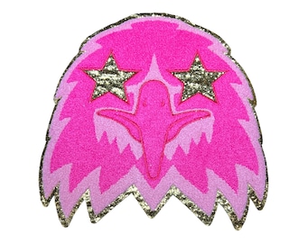 Pink Preppy Mascot Eagles Eagle Head Large Chenille Iron On Patch Perfect for Jackets Shirts or Bags 10” Patch XLarge