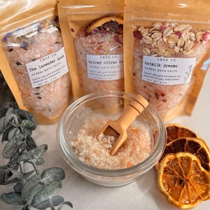 Handmade Bath Salts Set: Lavender, Orange Spice & Oatmilk - Relaxing Spa Gift