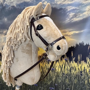 Hobby horse Cremello with white blaze. A4 or A3