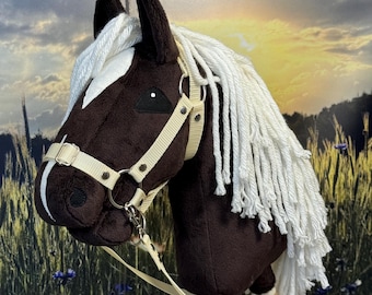 Hobby horse Dark Bay with white long mane. A4 or A3.