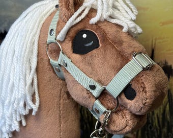 Baby hobby horse Haflinger with white mane. A5 super mini size.