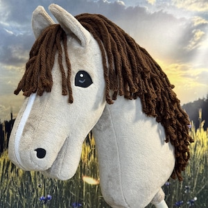 Hobby horse Palomino with brown mane. A4 or A3.