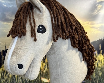 Hobby horse Palomino with brown mane A3 size.