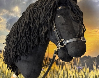 Hobby horse black with long mane. A4 or A3