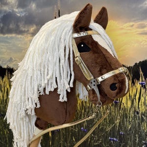Hobby horse Palomino with creamy long mane. A4 or A3