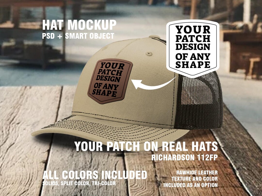 Richardson 112FP Hat Mockup, R112 Five Panel Mockup: PSD Smart Object ...